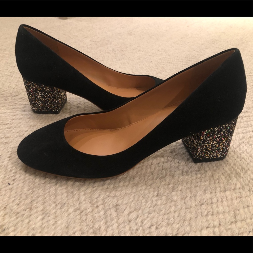 j crew factory block glitter heels